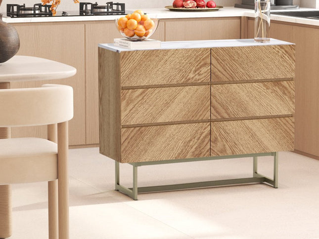 47" Brown Solid and Manufactured Wood Six Drawer Dresser