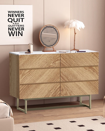 47" Brown Solid and Manufactured Wood Six Drawer Dresser