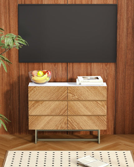 47" Brown Solid and Manufactured Wood Six Drawer Dresser