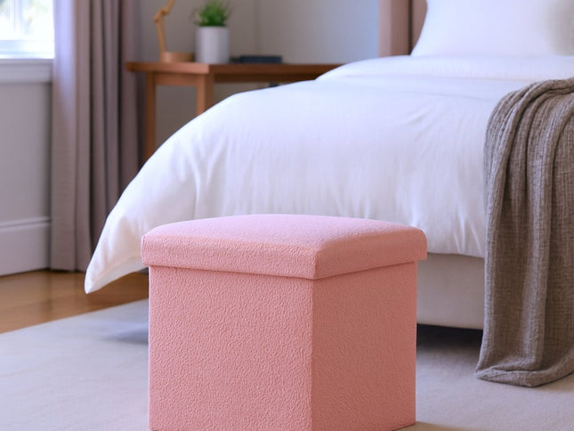 12" Gray Boucle Cube Storage Ottoman