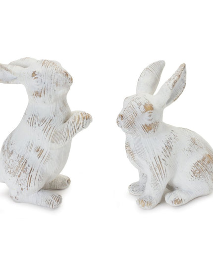 Set of Two White Resin Figurine Tabletop Sculpture