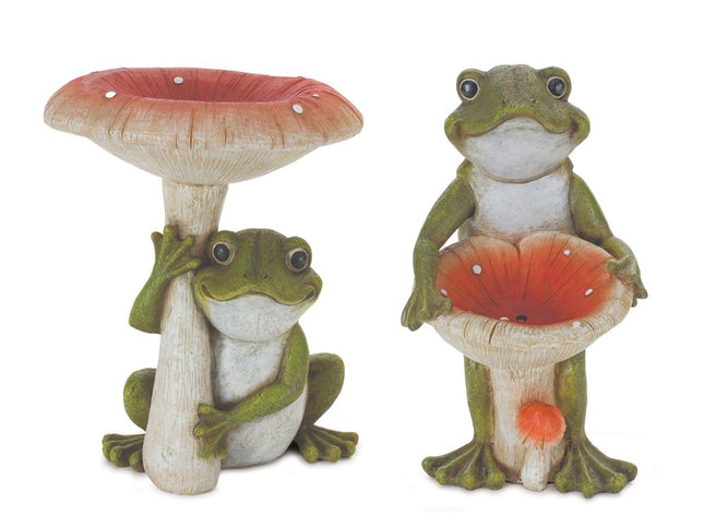 Set of Two Green Resin Figurine Tabletop Sculpture