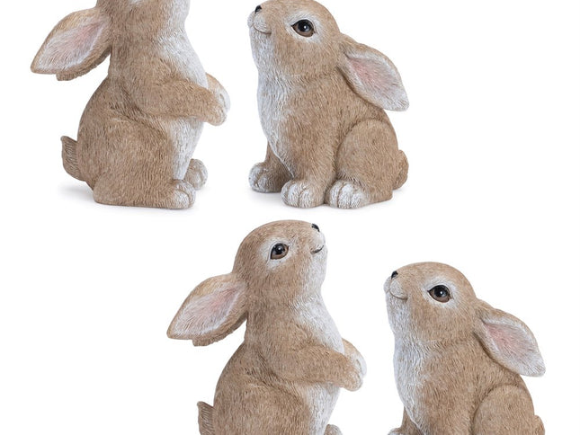 Set of Four Beige Polyresin Figurine Tabletop Sculpture