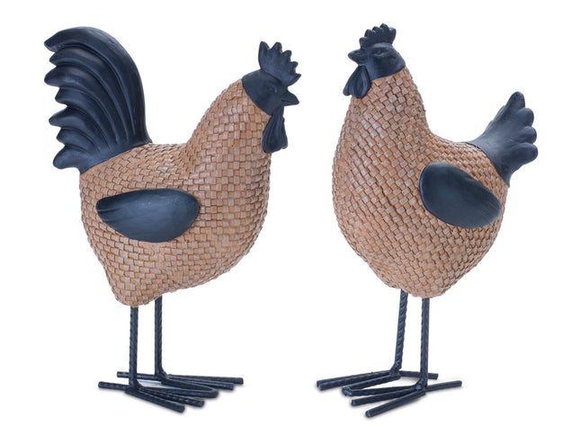 Set of Two Brown Resin Figurine Tabletop Sculpture