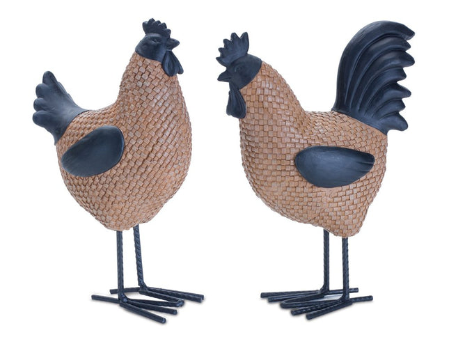 Set of Two Brown Resin Figurine Tabletop Sculpture