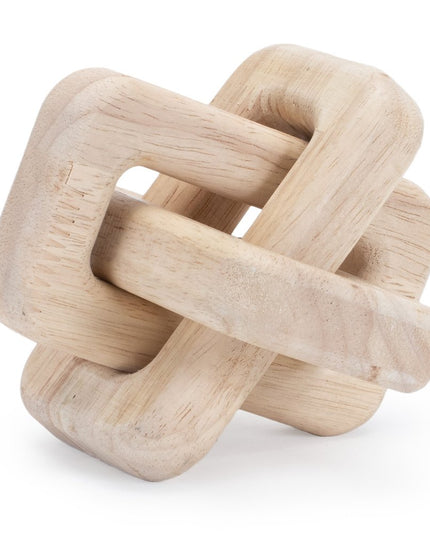 Set of Three Beige Wood Tabletop Sculpture