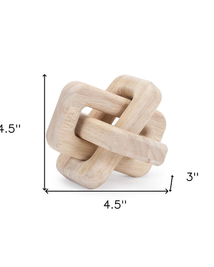 Set of Three Beige Wood Tabletop Sculpture