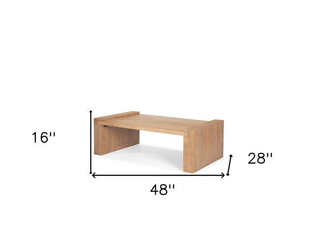 48" Natural Solid Wood Sled Coffee Table