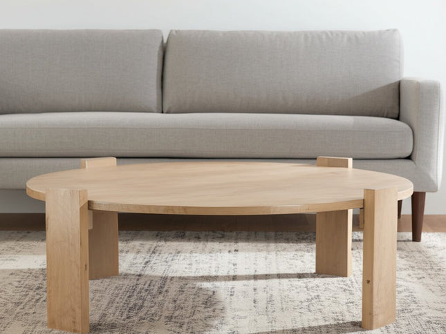 48" Natural Solid Wood Oval Coffee Table