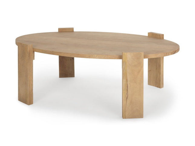 48" Natural Solid Wood Oval Coffee Table