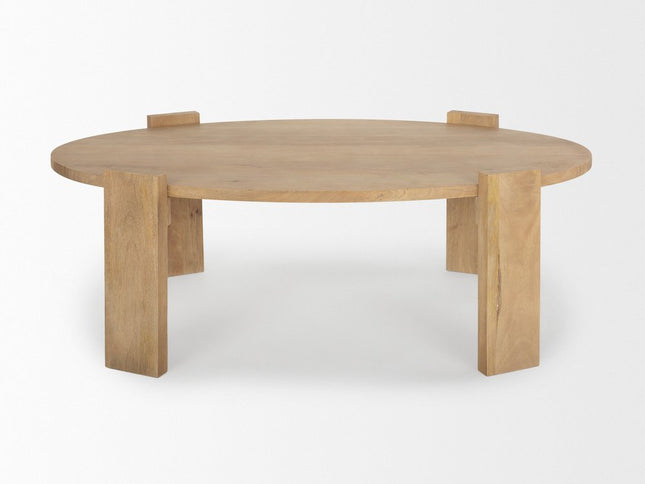 48" Natural Solid Wood Oval Coffee Table
