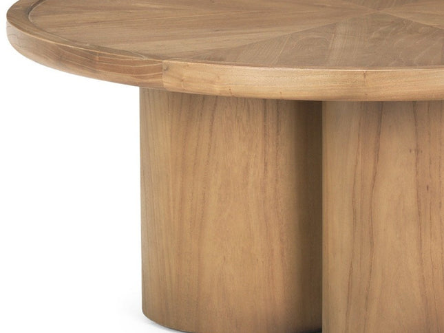 39" Natural Solid Wood Round Pedestal Coffee Table