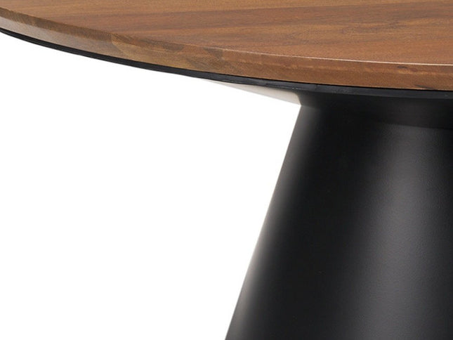 40" Brown and Black Solid Wood and Iron Round Pedestal Coffee Table