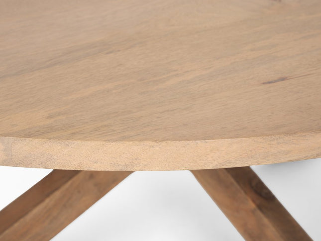 42" Natural Solid Wood Round Cross Legs Coffee Table