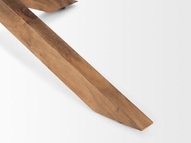 42" Natural Solid Wood Round Cross Legs Coffee Table