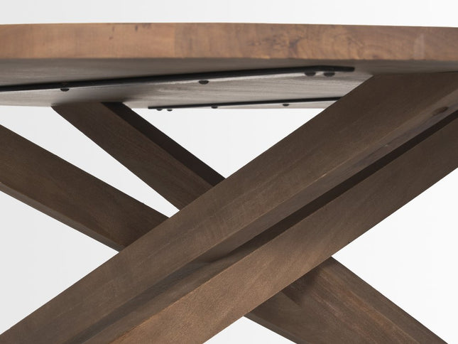 42" Brown Solid Wood Round Cross Legs Coffee Table