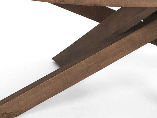 42" Brown Solid Wood Round Cross Legs Coffee Table