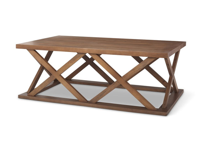 48" Brown Solid Wood Geo Frame Coffee Table