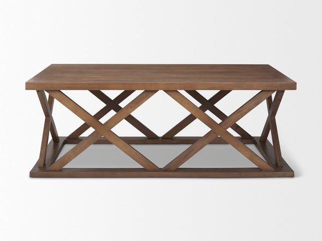 48" Brown Solid Wood Geo Frame Coffee Table