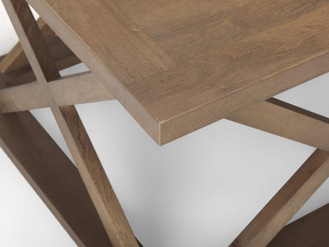 48" Brown Solid Wood Geo Frame Coffee Table