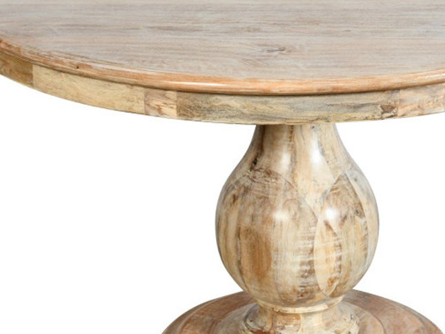 Five Piece Natural Round Solid Wood Dining Set with Four Chairs