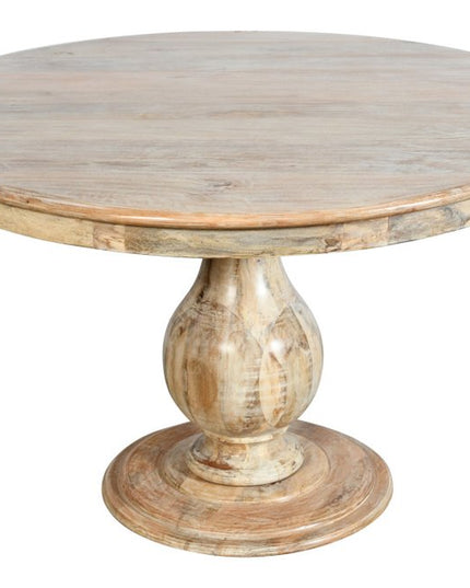 Five Piece Natural Round Solid Wood Dining Set with Four Chairs