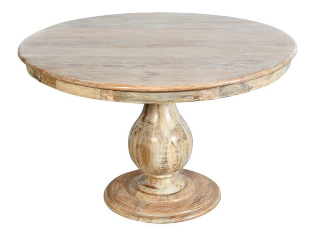 Five Piece Natural Round Solid Wood Dining Set with Four Chairs