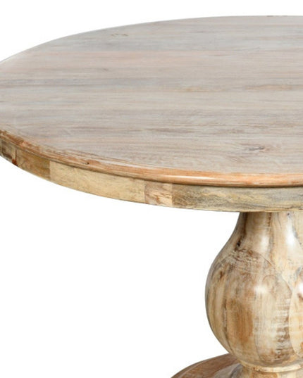 Five Piece Natural Round Solid Wood Dining Set with Four Chairs