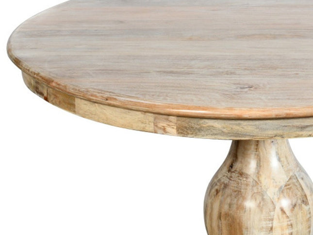 Five Piece Dark Brown Round Solid Wood Dining Set with Four Chairs