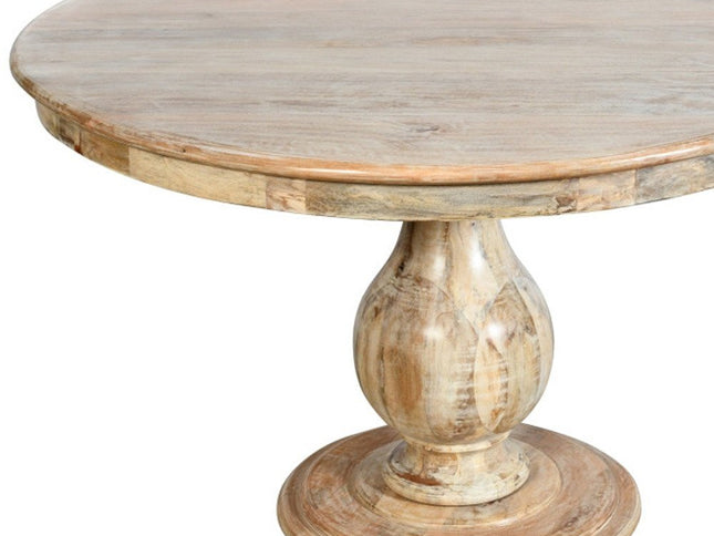 Five Piece Dark Brown Round Solid Wood Dining Set with Four Chairs