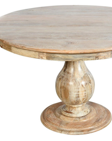 Five Piece Dark Brown Round Solid Wood Dining Set with Four Chairs