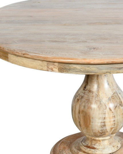 Five Piece Natural Round Solid Wood Dining Set with Four Chairs