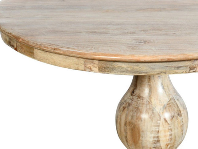 Five Piece Natural Round Solid Wood Dining Set with Four Chairs