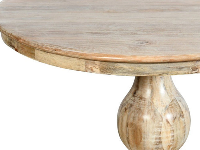 Five Piece Dark Brown Round Solid Wood Dining Set with Four Chairs