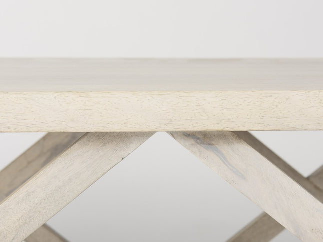 48" Off White Solid Wood Distressed Geo Frame Coffee Table