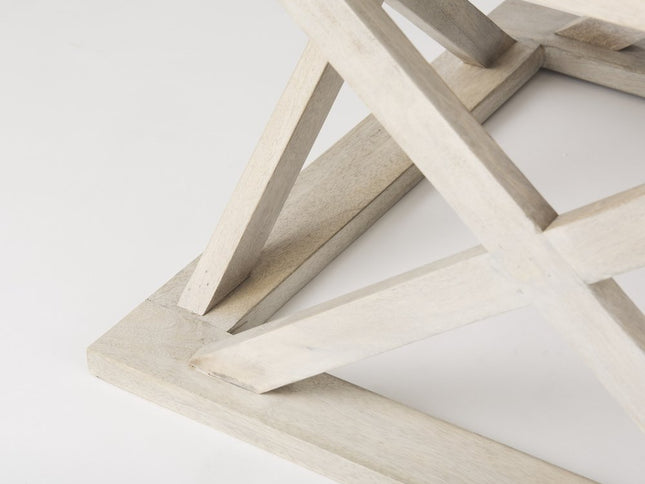 48" Off White Solid Wood Distressed Geo Frame Coffee Table