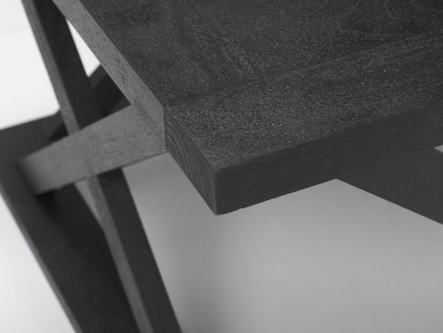 48" Black Solid Wood Geo Frame Coffee Table