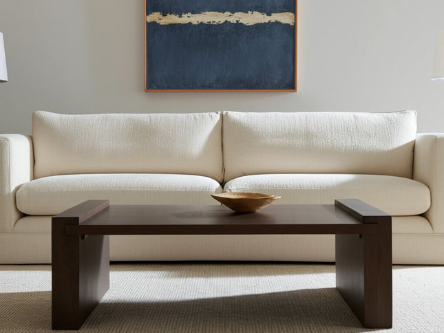 48" Dark Brown Solid Wood Sled Coffee Table