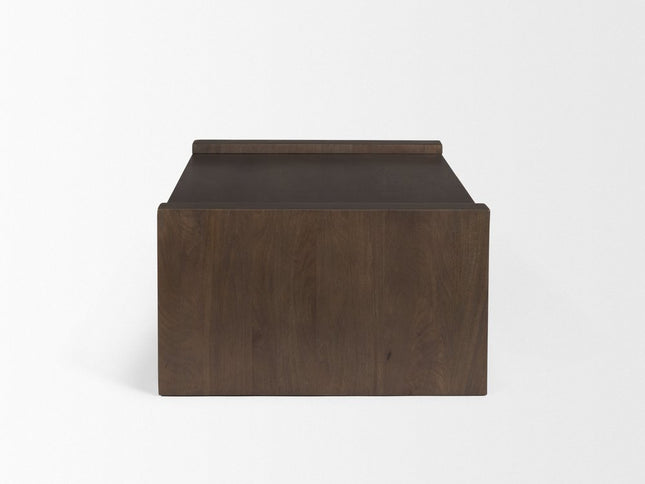 48" Dark Brown Solid Wood Sled Coffee Table