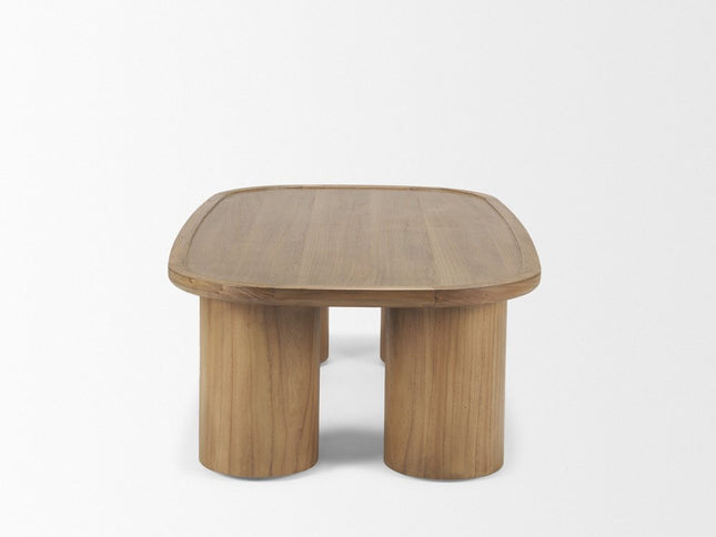 55" Natural Solid Wood Oval Coffee Table