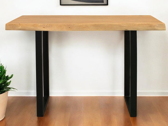 47" Natural and Black Solid Wood and Metal Live Edge Console Table