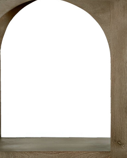 77" Brown Solid Wood Distressed Console Table With Arch Detailing