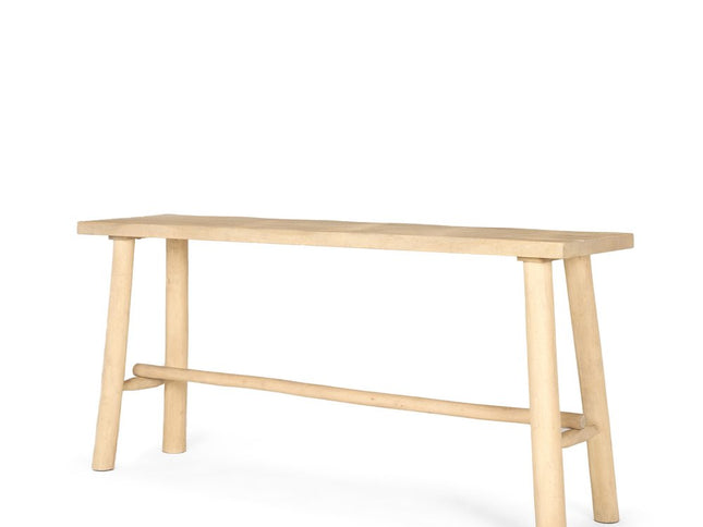 66" Light Brown Solid Wood Trestle Console Table