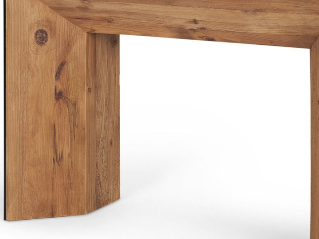 47" Black and Brown Solid Wood Pedestal Console Table