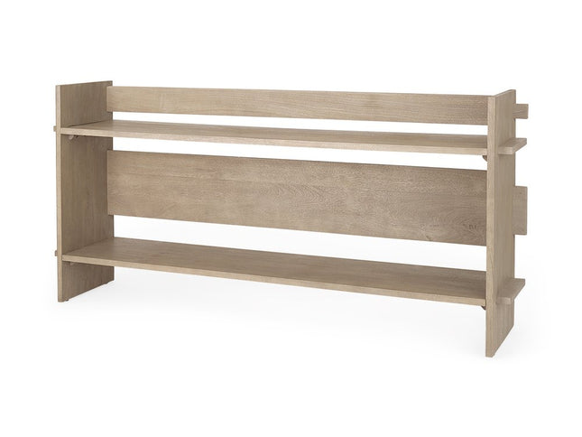 76" Light Gray Solid Wood Distressed Solid Console Table With Shelf