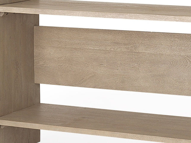 76" Light Gray Solid Wood Distressed Solid Console Table With Shelf