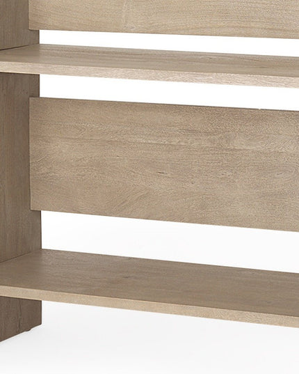 76" Light Gray Solid Wood Distressed Solid Console Table With Shelf