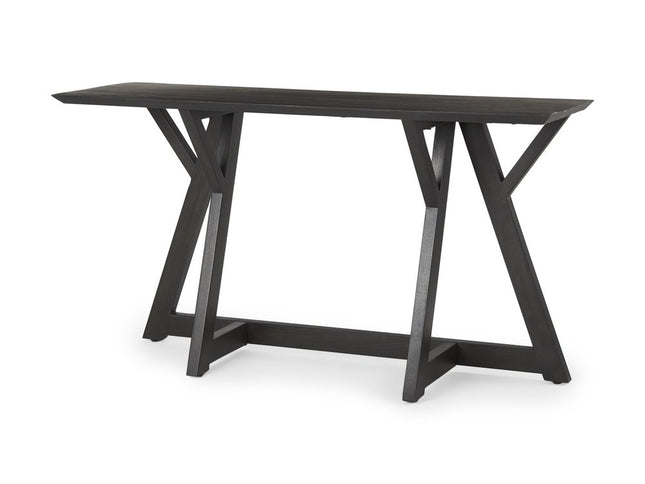 54" Brown Solid Wood Trestle Console Table