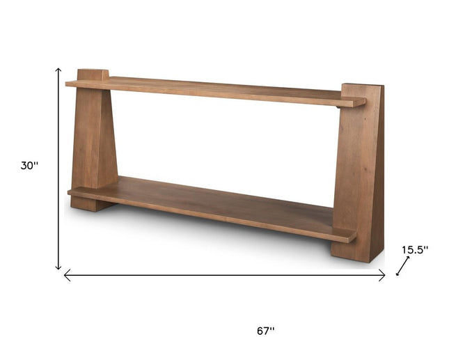 67" Brown Solid Wood Solid Console Table With Shelf