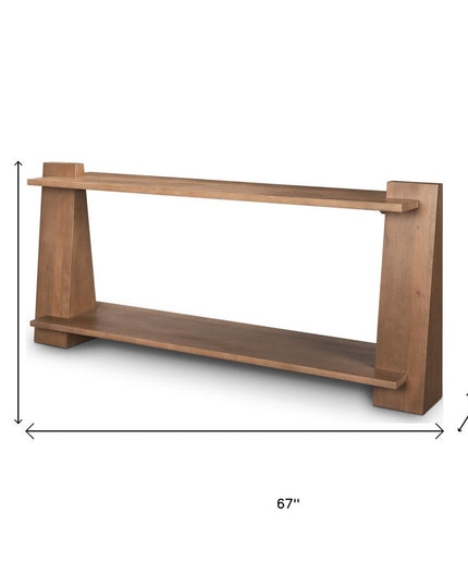 67" Brown Solid Wood Solid Console Table With Shelf